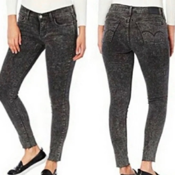 LEVI'S 711 SKINNY ACID WASH BLACK JEANS SZ 18W - Picture 1 of 6